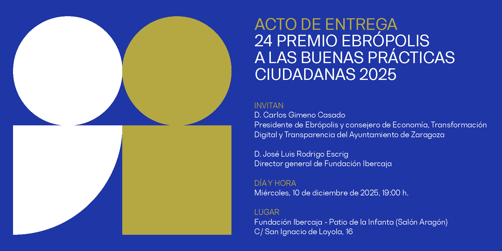 Invitación 24 Premio Ebrópolis a las Buenas Prácticas Ciudadanas